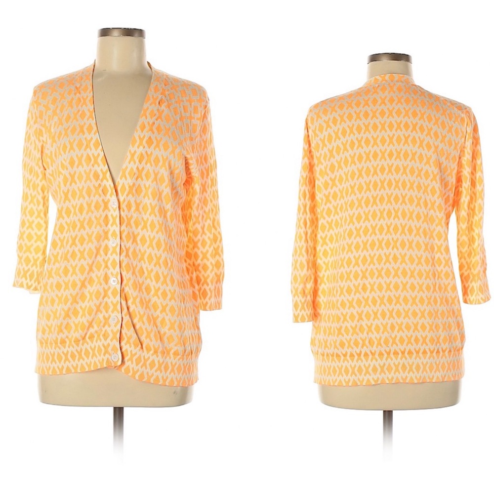 GAP Neon Orange Geometric Button Up Cardigan Small